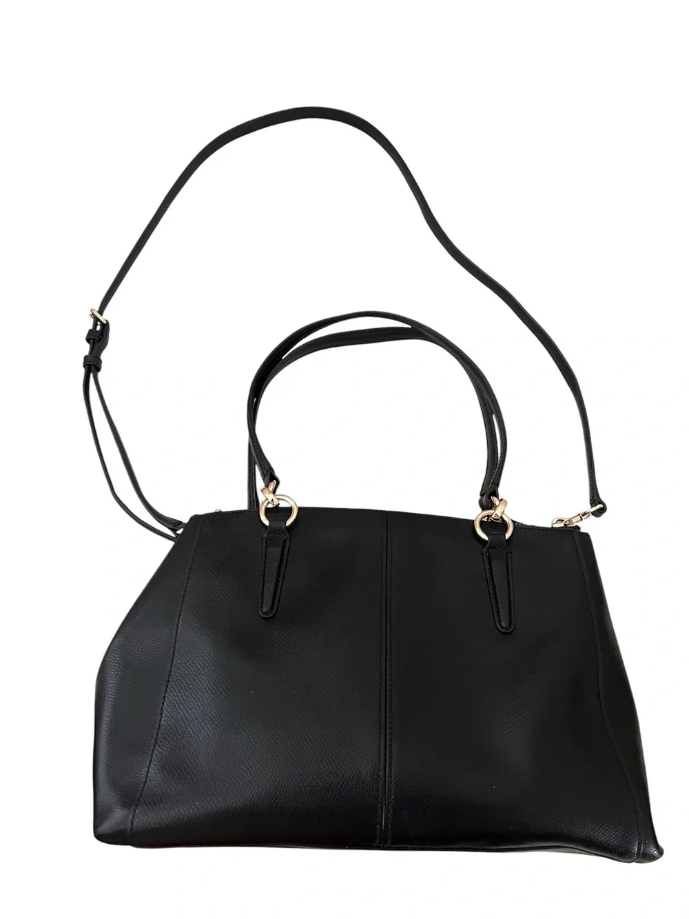 Coach Black Leather Satchel with Gold Accents